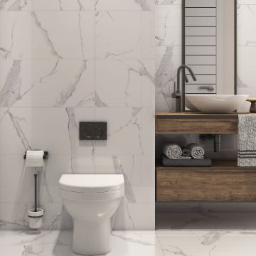 Show details for Calacatta Blanco Polished White Marble Effect Tile 30x60 cm Picture of Calacatta Blanco Polished White Marble Effect Tile 30x60 cm