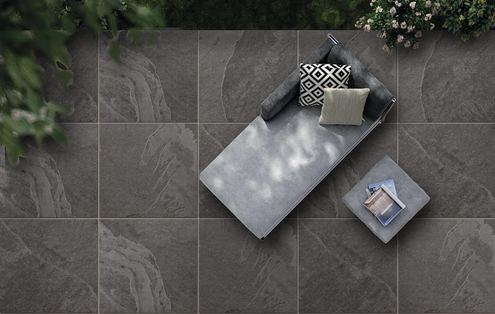 Mor Black Porcelain Paving Slabs 60x60 cm I Tiles DIY