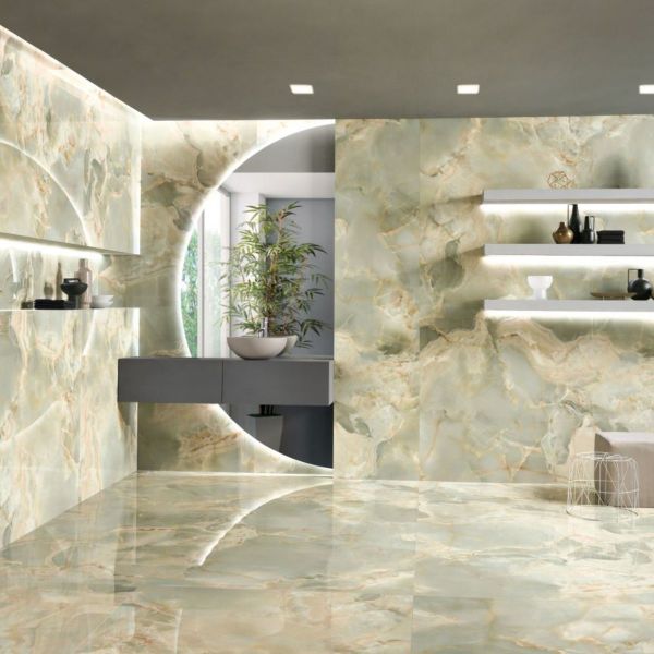 Picture of Onice Green Onyx Effect Polished Tile 60x120 cm