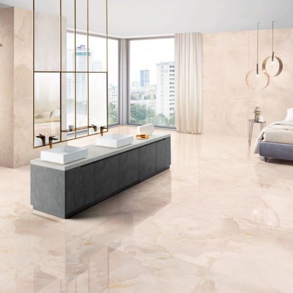 Picture of Onice Cream Onyx Effect Polished Tile 60x120 cm