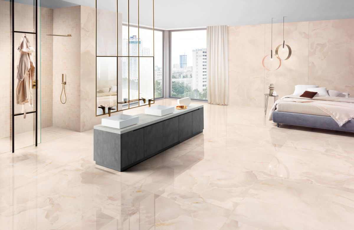 Onice Cream Onyx Effect Polished Tile 60x120 Cm I Tiles DIY