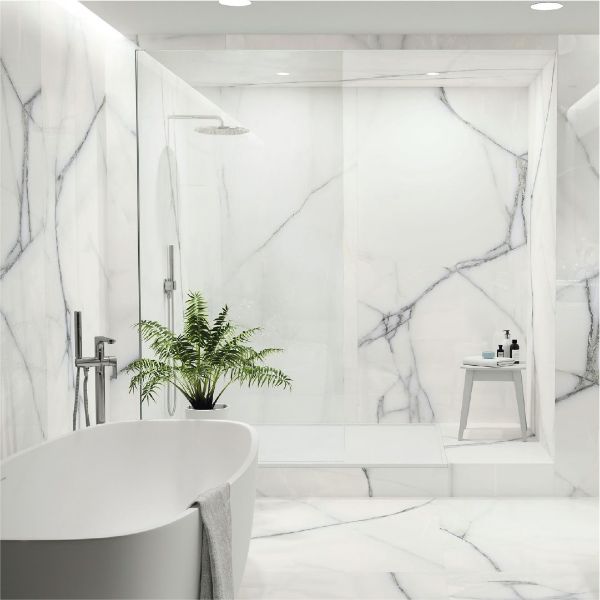 Picture of Newbury White Polished Marble Effect Tile 80x80 cm