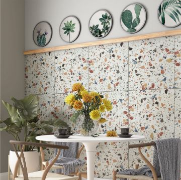 Picture of Azzora White Matt Terazzo Effect Tile 60x60 cm