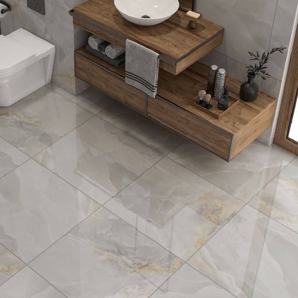 Picture of Marmo Light Grey Polished Marble Effect Tile 60x60 cm