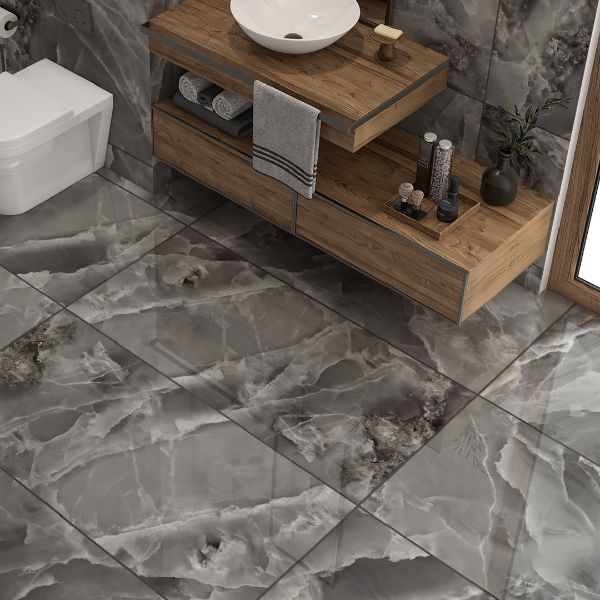 Picture of Marmo Dark Grey Polished Marble Effect Tile 60x120 cm