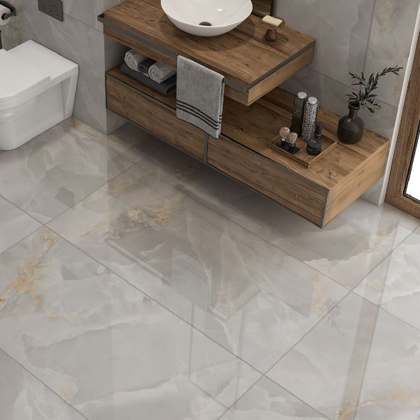 Picture of Marmo Light Grey Polished Marble Effect Tile 60x120 cm