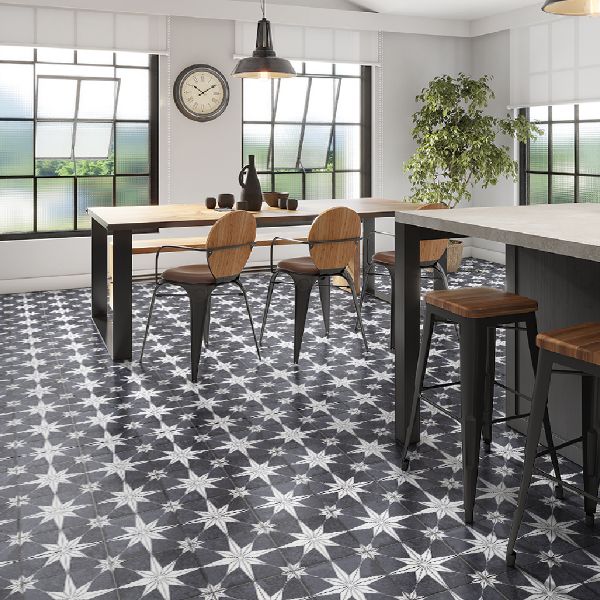 Picture of Windsor Black Patterned Floor Tiles 45x45 cm