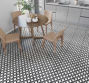 Show details for Stamp XL Ivory-Black Pre-Cut Tile 45x45 cm Picture of Stamp XL Ivory-Black Pre-Cut Tile 45x45 cm