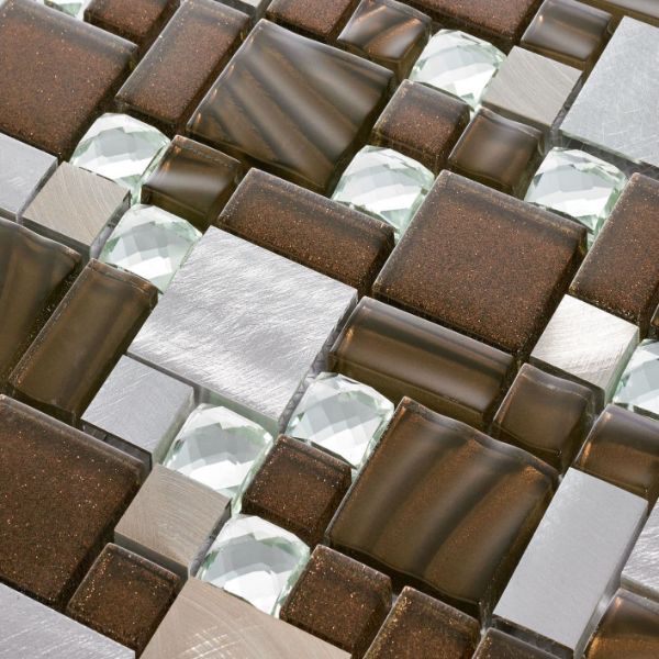 Picture of Brown Brushed Metal Diamond Mosaics 300x300x8mm